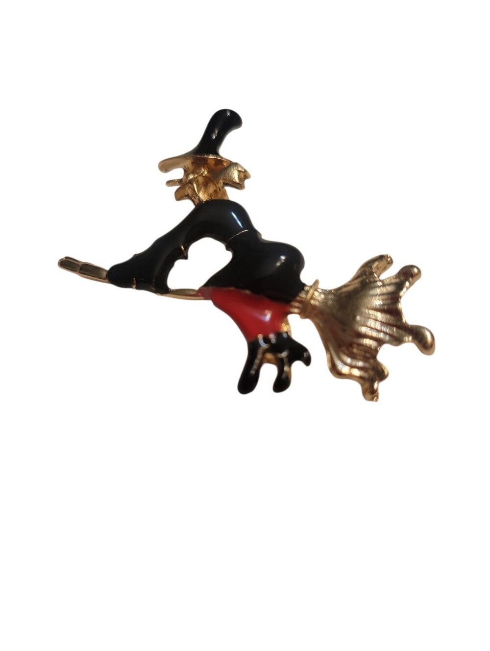 Witch on a Broom Brooch